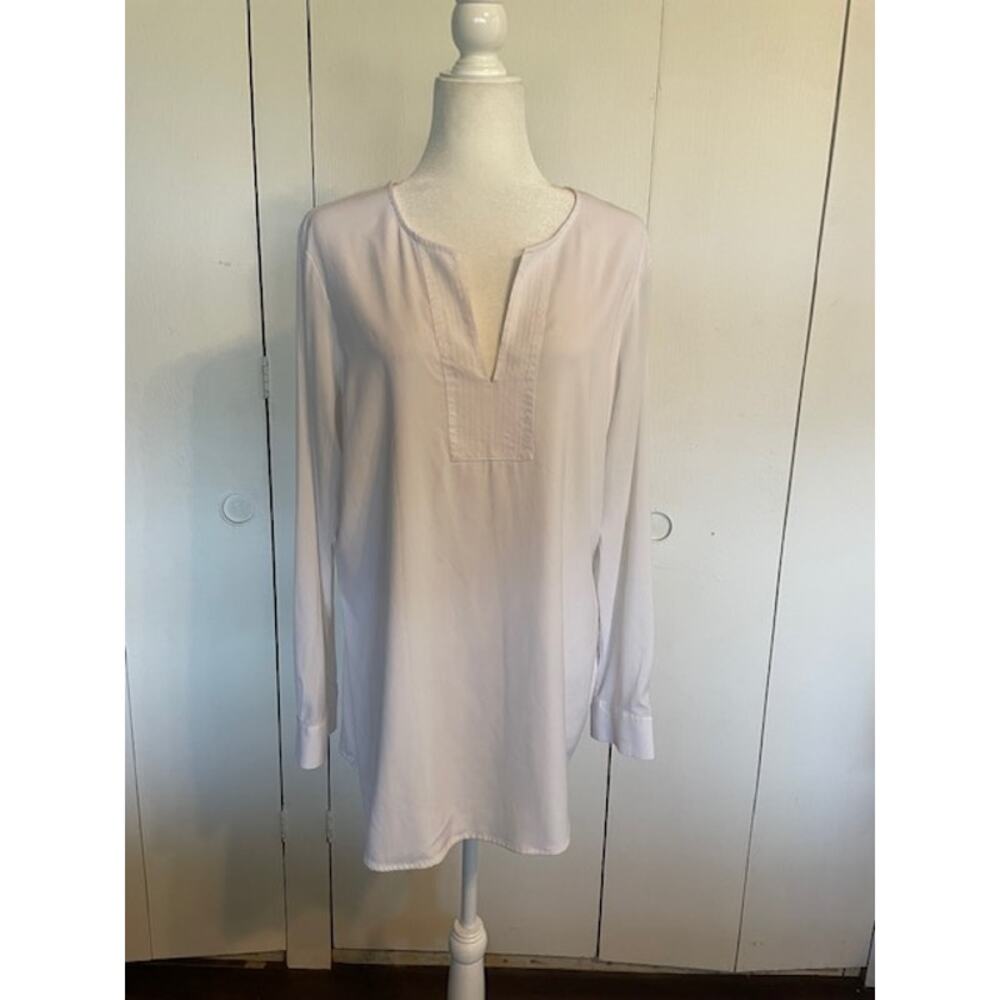 Calvin Klein‎ Women's Size XL Long Sleeve V-Neck Blouse White
